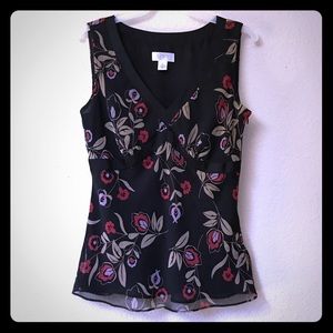 Ann Taylor LOFT floral Chiffon top size 6p